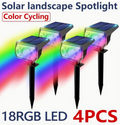 4x LED Solarstrahler mit 18 LEDs RGB Farbwechsel Außenprojektionslampe