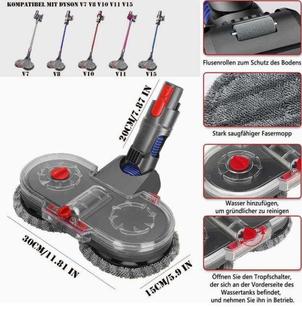 Elektrischer Mopp-Aufsatz für Dyson V11 V10 V8 V7 V15 Staubsauger