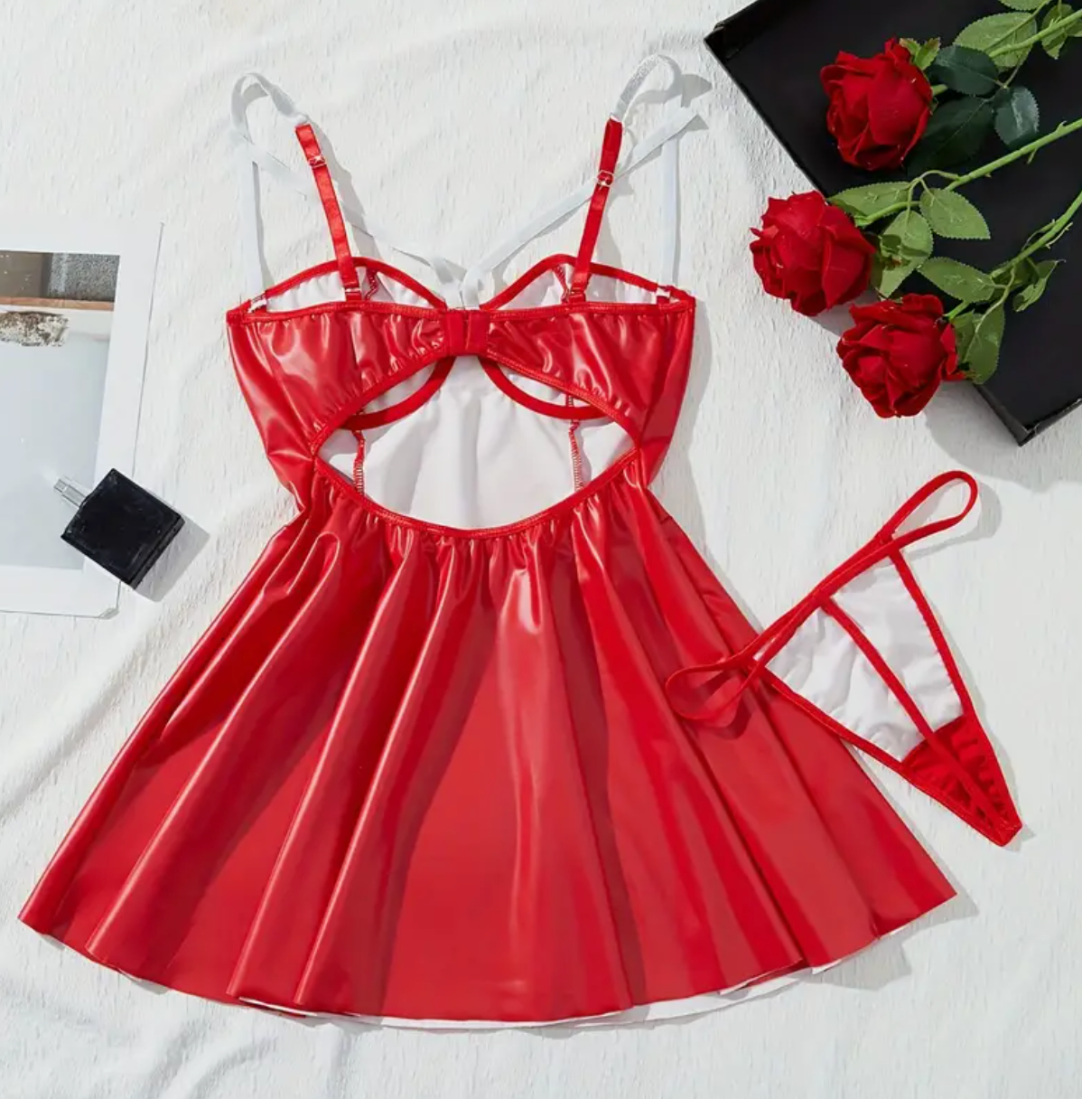 Sexy Kleid Rot Kunstleder NEU