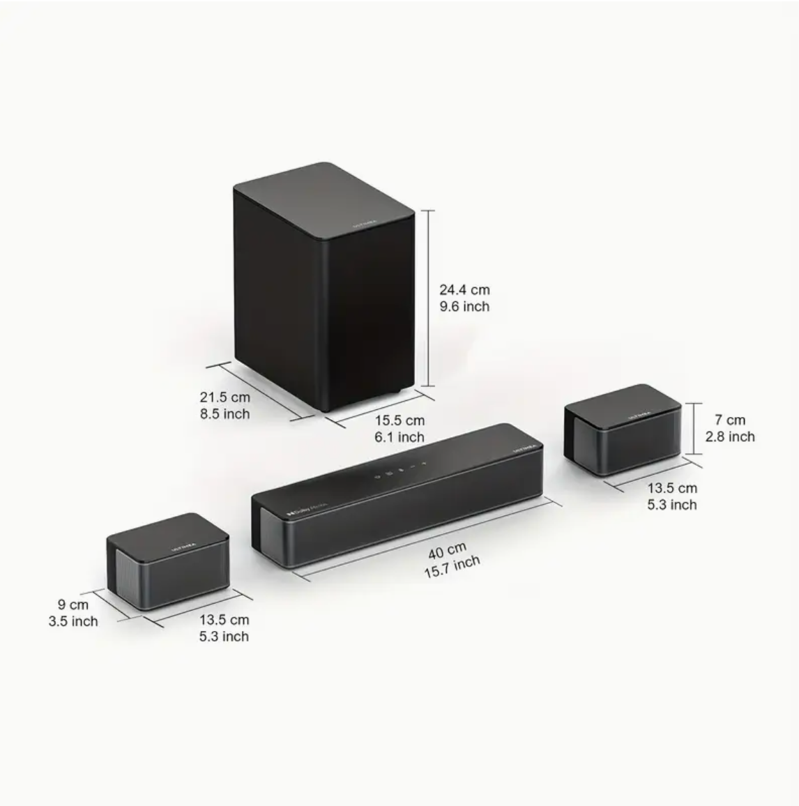 5.1 Soundbar mit Dolby Atmos 450W  3D Surround Sound System Schwarz