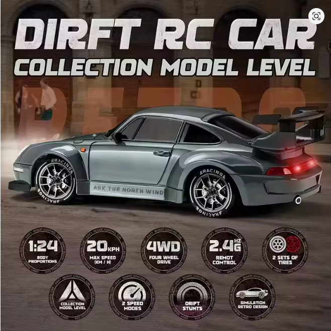 4WD RC Drift Auto mit LED-Licht 2,4G Radio 20KM/h Rennwagen