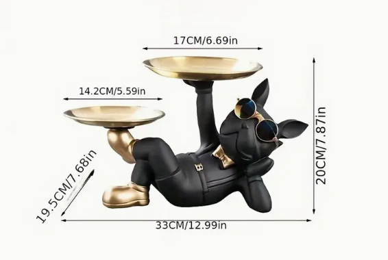 Bulldog Statue Schwarz Neu
