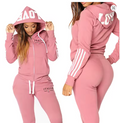 Damen Trainingsanzug Pink Zip-up Hoodie + Hose