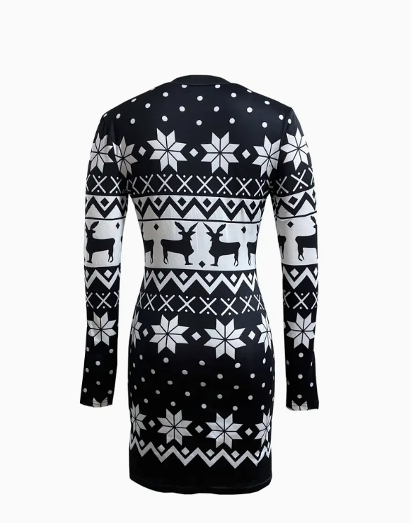 Damen Kleid Weihnachten Schwarz NEU