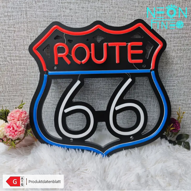 LED-Neonschild Route 66 Vintage NEU