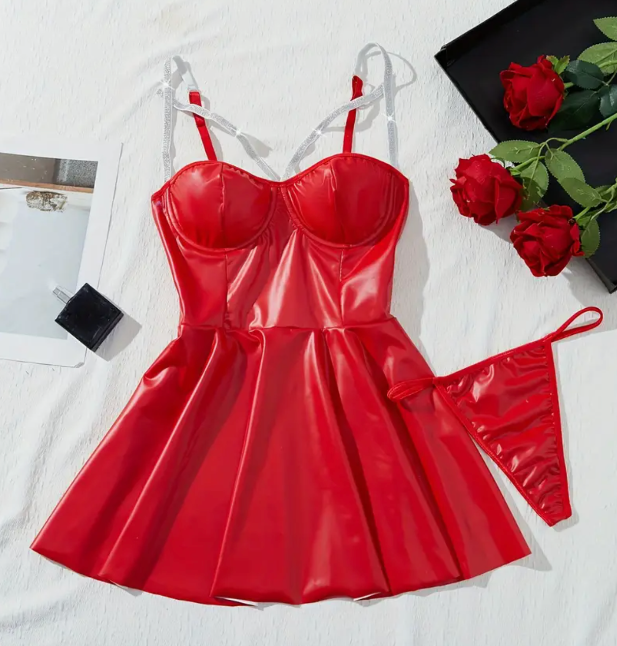 Sexy Kleid Rot Kunstleder NEU