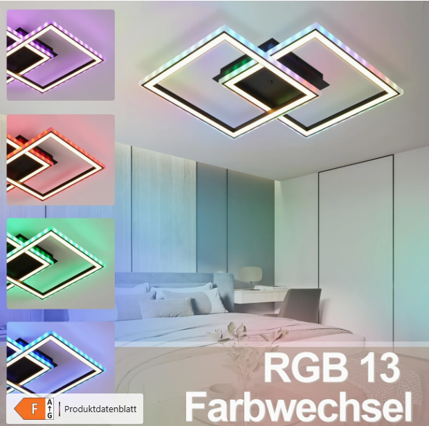 Deckenleuchte Deckenlicht 35W RGB LED mit Fernbedienung NEU Quadratisch