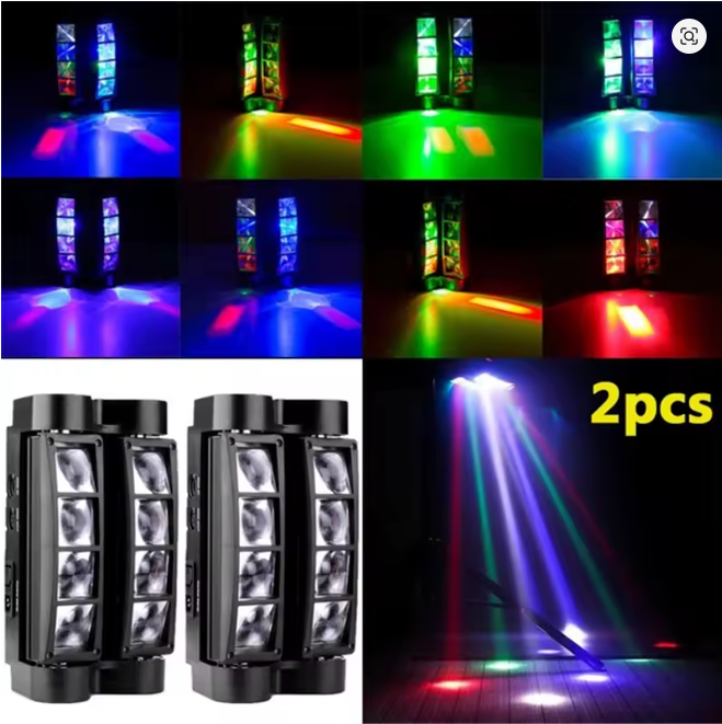 2× Mini Spider Moving Head Licht – 80W RGBW LED – Dynamische Strahl-Effekte