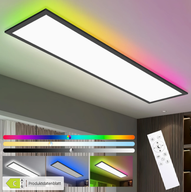 LED Deckenleuchte mit schwarzem Rahmenpanel NEU