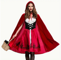 Damen Erwachsene Rotkäppchen Cosplay Kleid Cape Fasching Karneval Party Kostüm !
