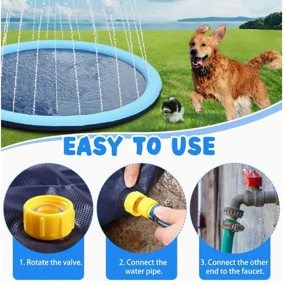 Faltbarer Hundepool mit Sprühfunktion – Outdoor Badespaß für Hund