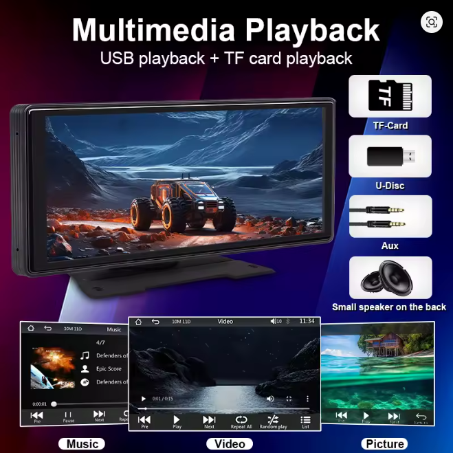 Multimedia-Display fürs Auto – 10,26" Bildschirm mit Wireless CarPlay & Android