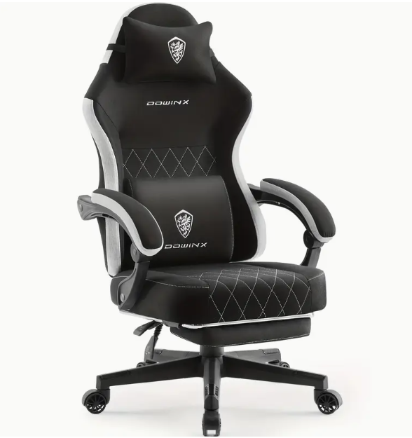 Gaming-Stuhl  mit Federkissen Lendenstütze und Fußstütze