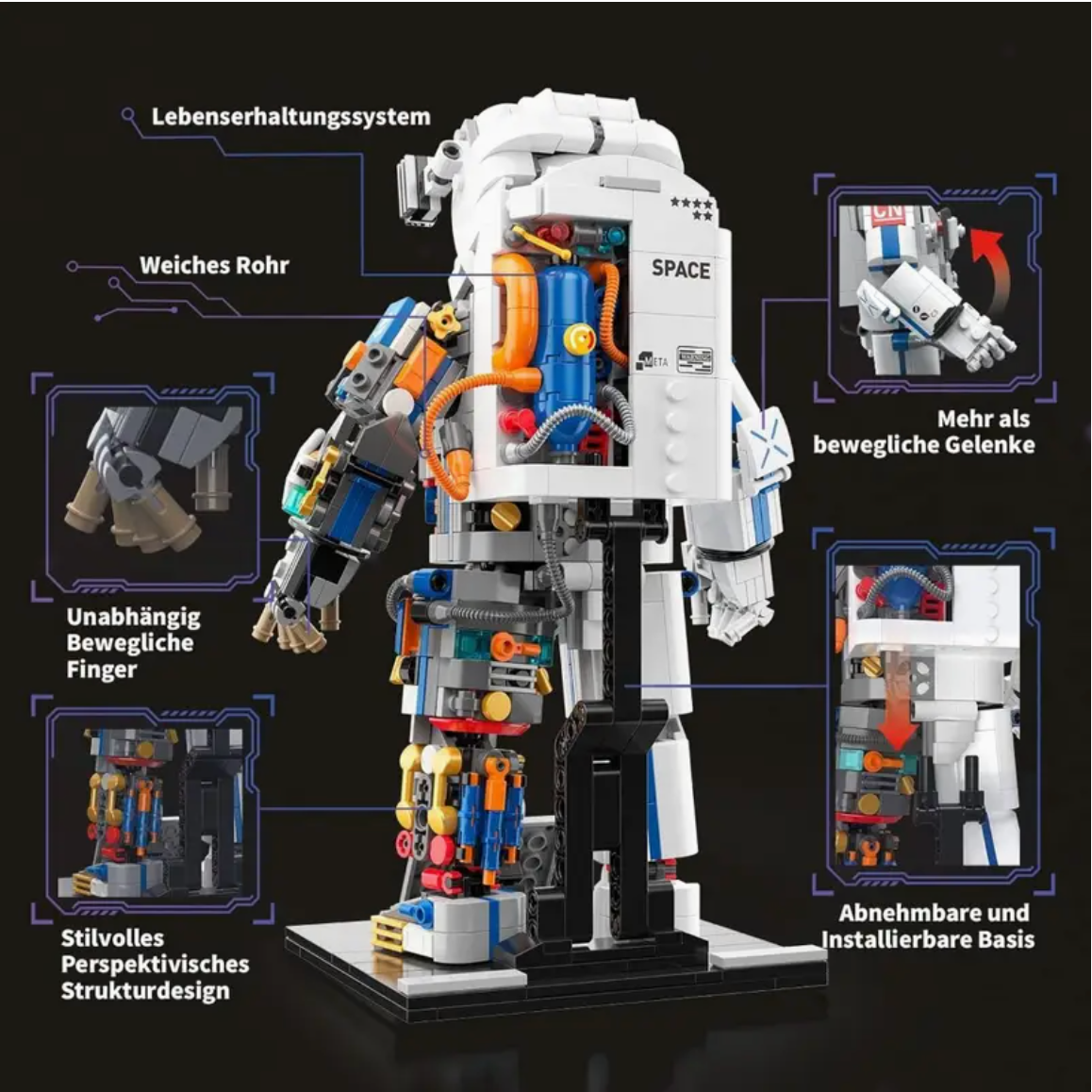 Klemmbausteine Astronaut Bausteine 900 Teile Selbstmontage