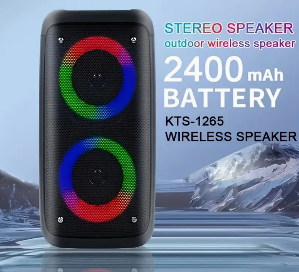 Boombox TWS Wireless Speaker - Großes Outdoor-Stereo mit RGB-Lichtern, Subwoofer