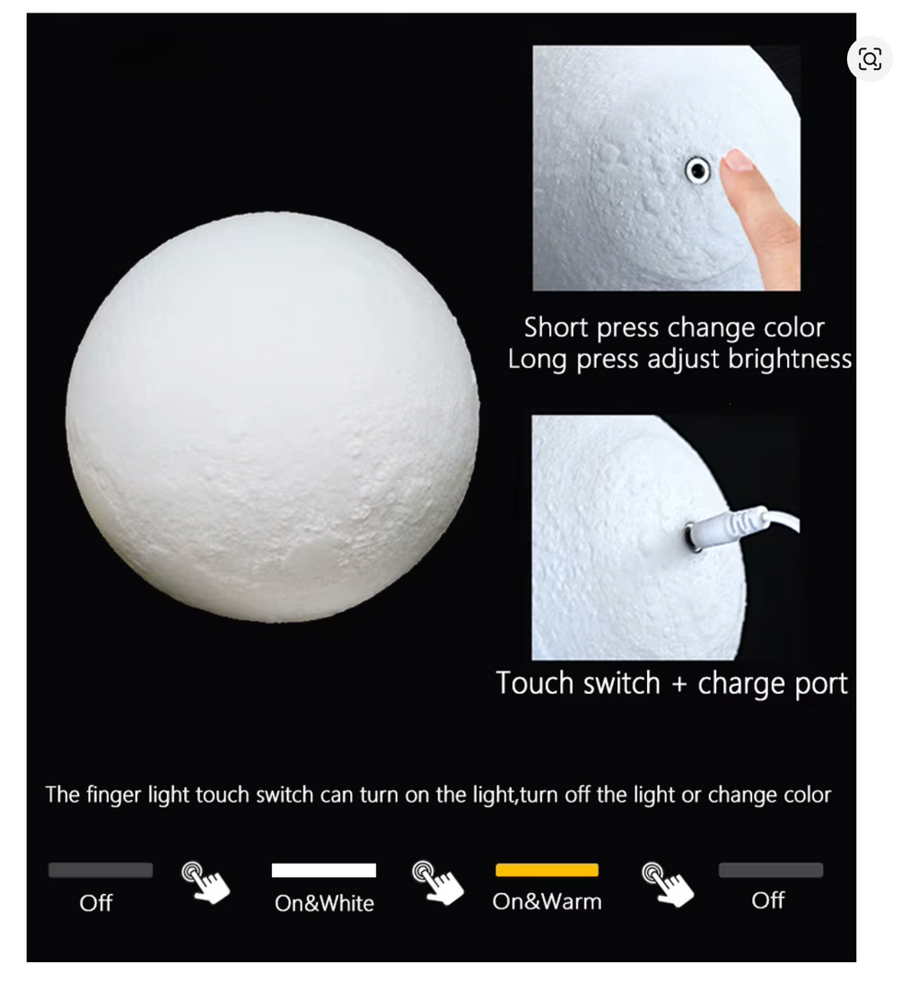 3D Stern & Mond LED Nachtlicht – Wiederaufladbare Touch Lampe mit Farbwechsel