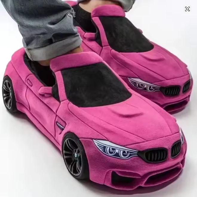 BMW Racing Plüsch Hausschuhe – Warm & Bequem für Zuhause Pink