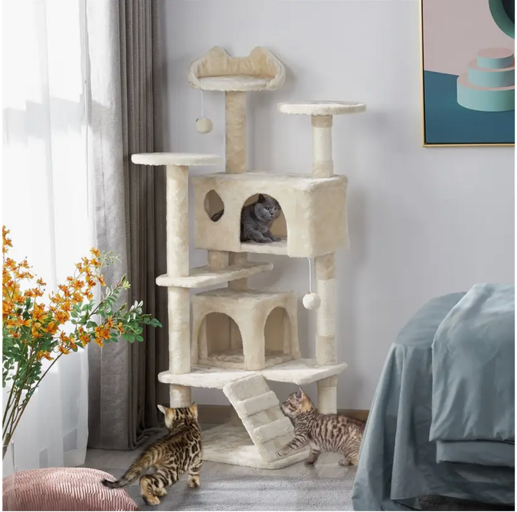 Kratzbaum Katzenbaum 138 cm  Stabiler Katzenkratzbaum Katzenmöbel mit Spielkugel