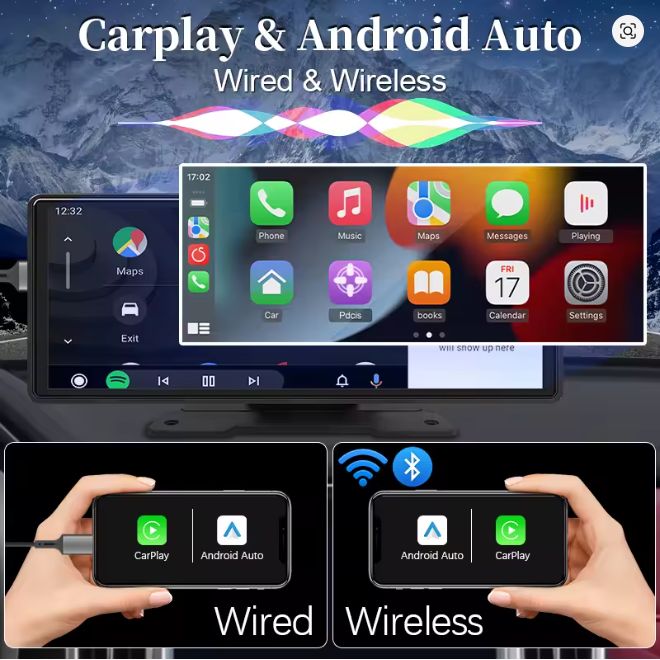 Multimedia-Display fürs Auto – 10,26" Bildschirm mit Wireless CarPlay & Android