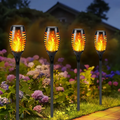 4 Stück Gartenleuchten Solarbetriebene Flackerflammen
