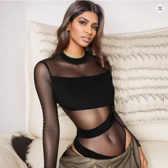 Damen Sexy Charming Body Clubwear Schwarz