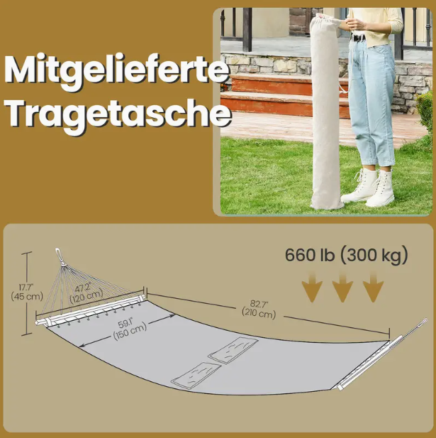 Outdoor Hängematte Grau  210 x 150 cm NEU