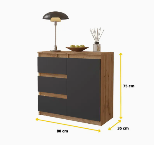 Kommode / Sideboard mit 3 Schubladen / 1 Tür