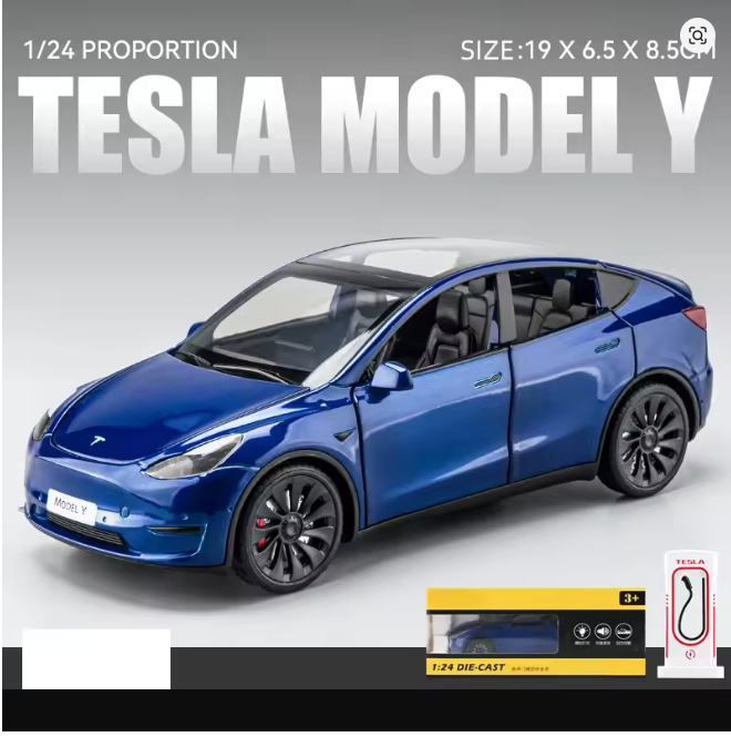 1:24 Tesla Modell Y Modellauto Metall Legierung Druckguss Spielzeug Blau