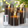 LED 3er-Set Flammenlose Kerzen mit Fernbedienung und Timer