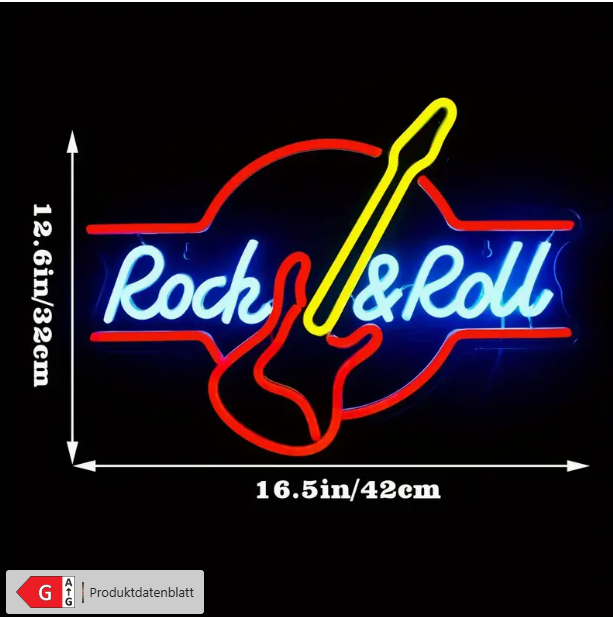 LED Neonlich Rock and Roll USB LED Neonschild NEU