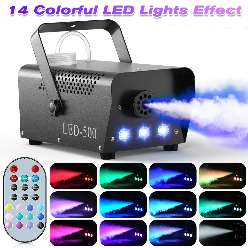 500W RGB Nebelmaschine with Remote - Perfect for Parties, DJ & Halloween
