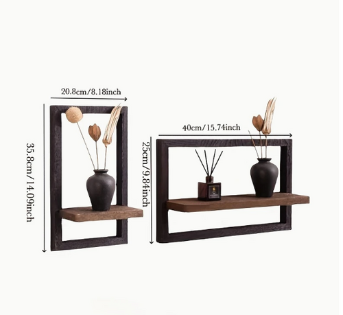 2 Stück Holz-Wandregale Quadratische Neu Schwarz