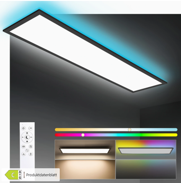 LED Deckenleuchte mit schwarzem Rahmenpanel NEU
