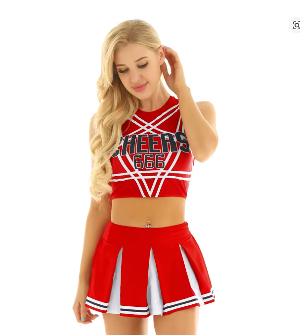 Damen Cheerleader Uniform Kostüm ROT