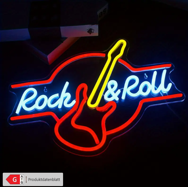 LED Neonlich Rock and Roll USB LED Neonschild NEU