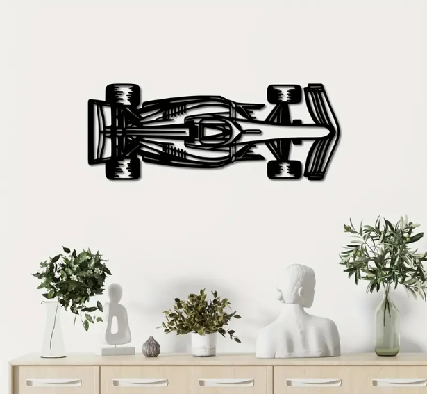 Wandkunst aus Metall Elegante Deko für Innen- und Außenbereiche Rennwagen