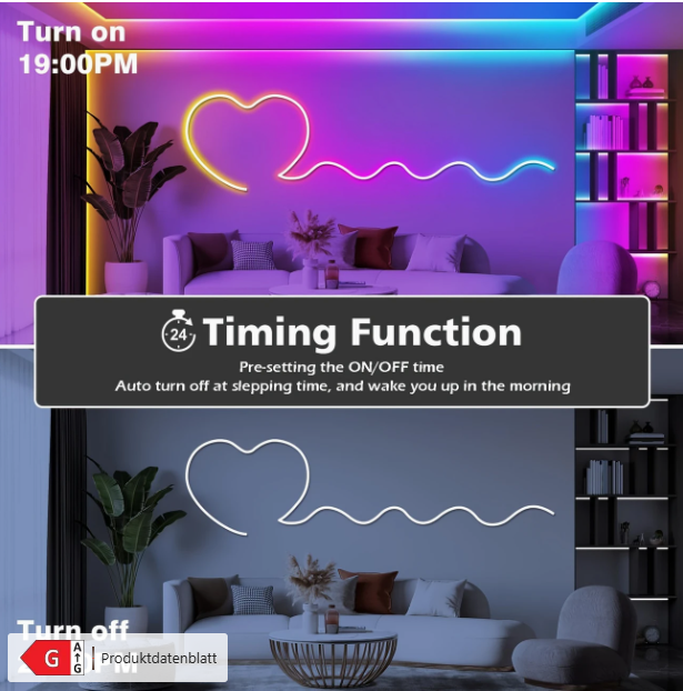 RGB LED Neon Beleuchtungsstreifen mit App & Fernbedienung NEU