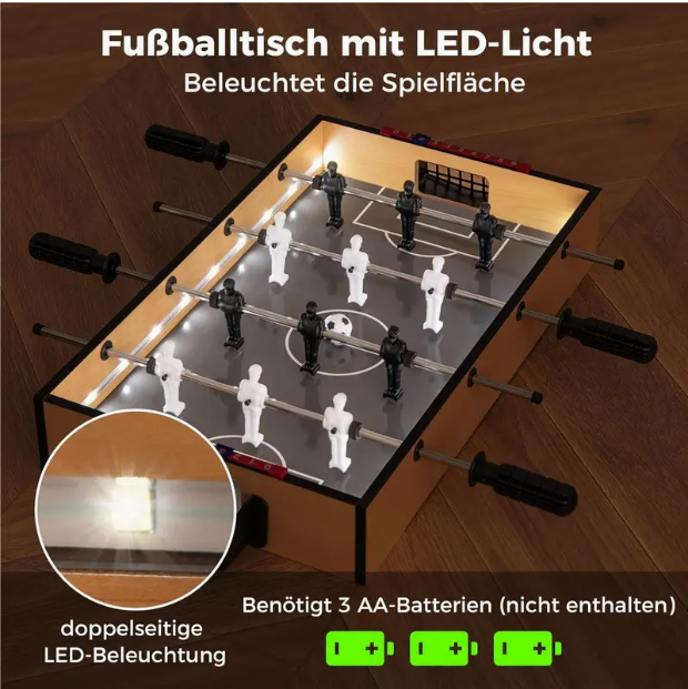 Mini Tischkicker mit LED Beleuchtung Tischfußball für 2 Spieler