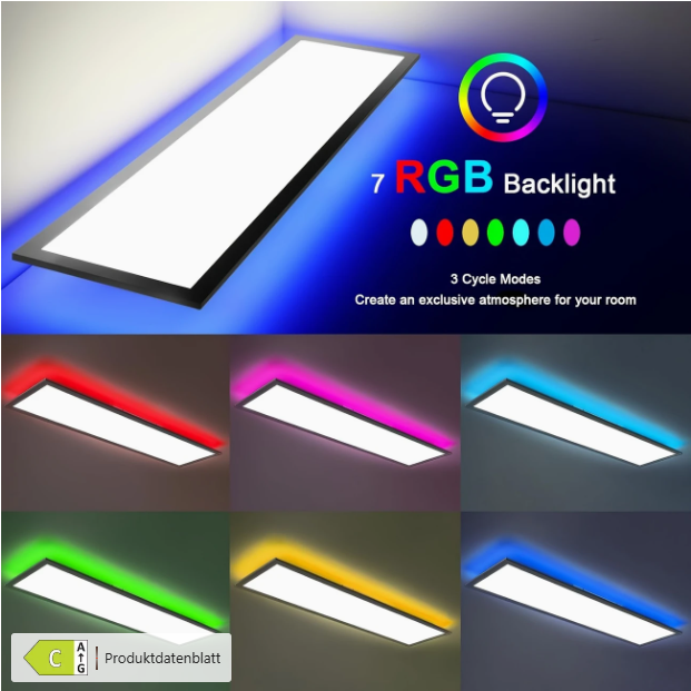LED Deckenleuchte mit schwarzem Rahmenpanel NEU