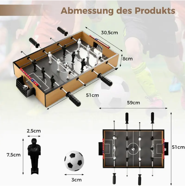 Mini Tischkicker mit LED Beleuchtung Tischfußball für 2 Spieler