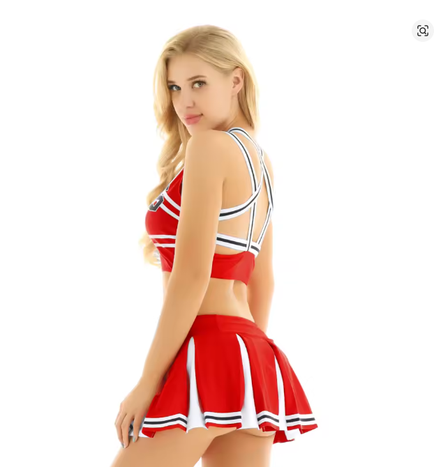 Damen Cheerleader Uniform Kostüm ROT