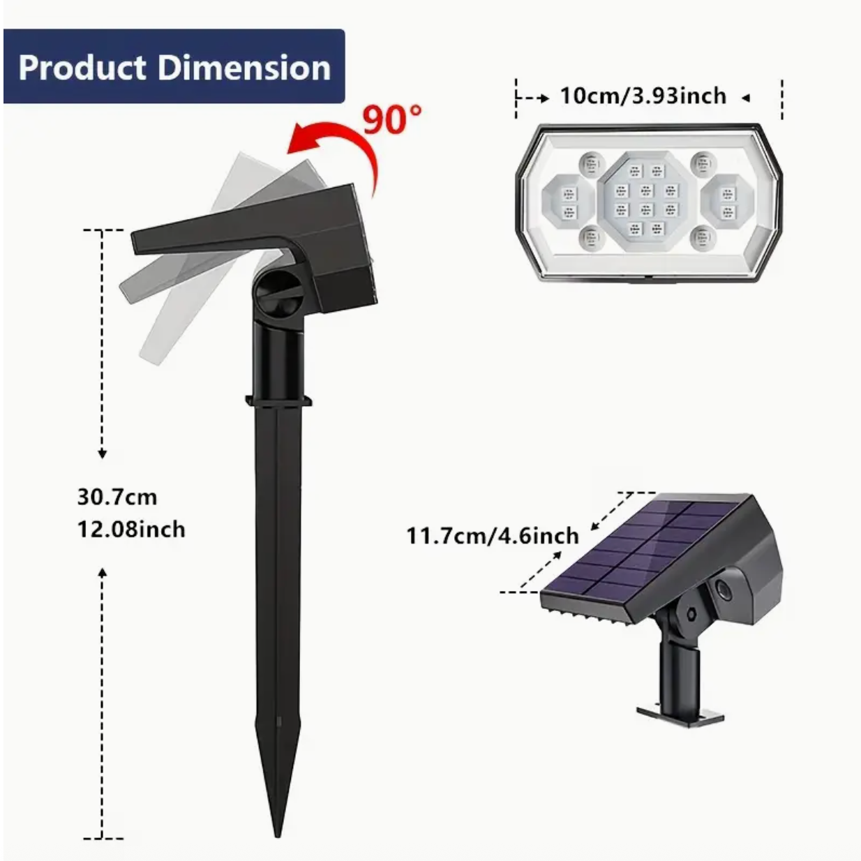 4x LED Solarstrahler mit 18 LEDs RGB Farbwechsel Außenprojektionslampe