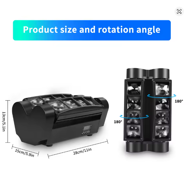 2× Mini Spider Moving Head Licht – 80W RGBW LED – Dynamische Strahl-Effekte