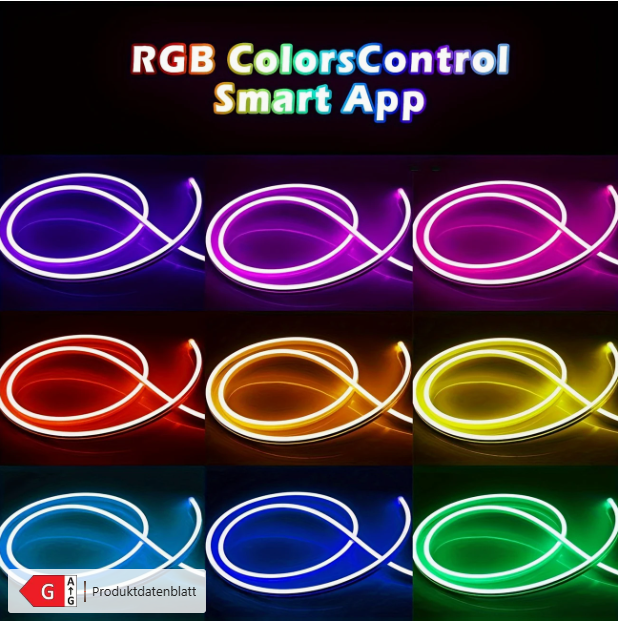 RGB LED Neon Beleuchtungsstreifen mit App & Fernbedienung NEU